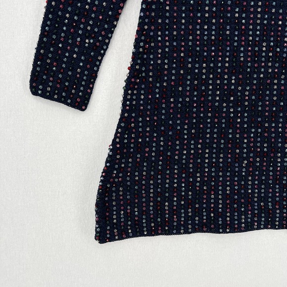 DOEN Dress Womens Large Navy Blue Solandis Knitted Beaded Mini Short NWT - Picture 8 of 16